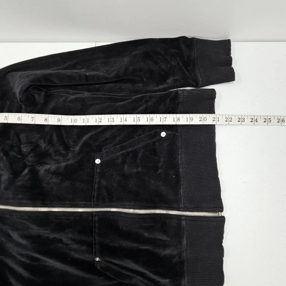 Michael Kors Womens Velour Zip Sweatshirt Jacket Size Medium Black Velvet